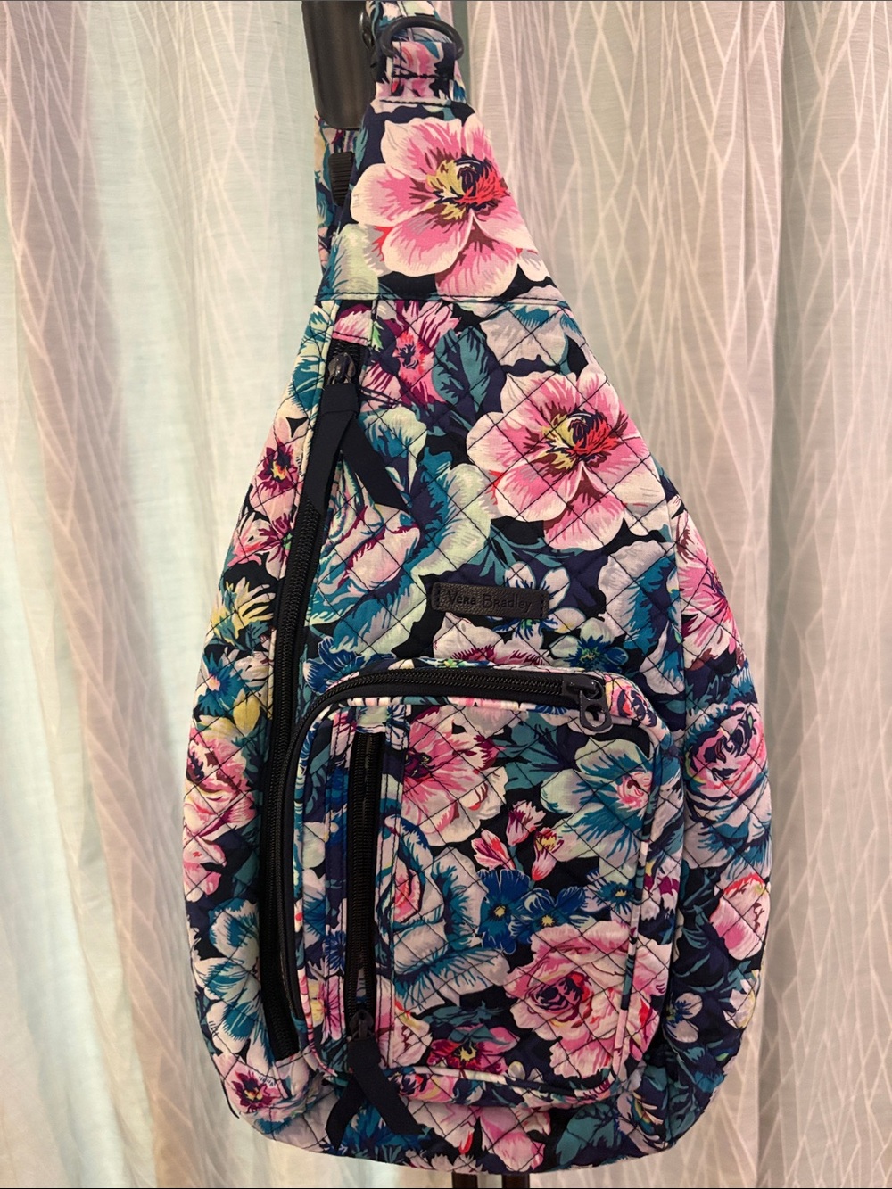 Floral Quilted Sling Bag - Pink & Blue
